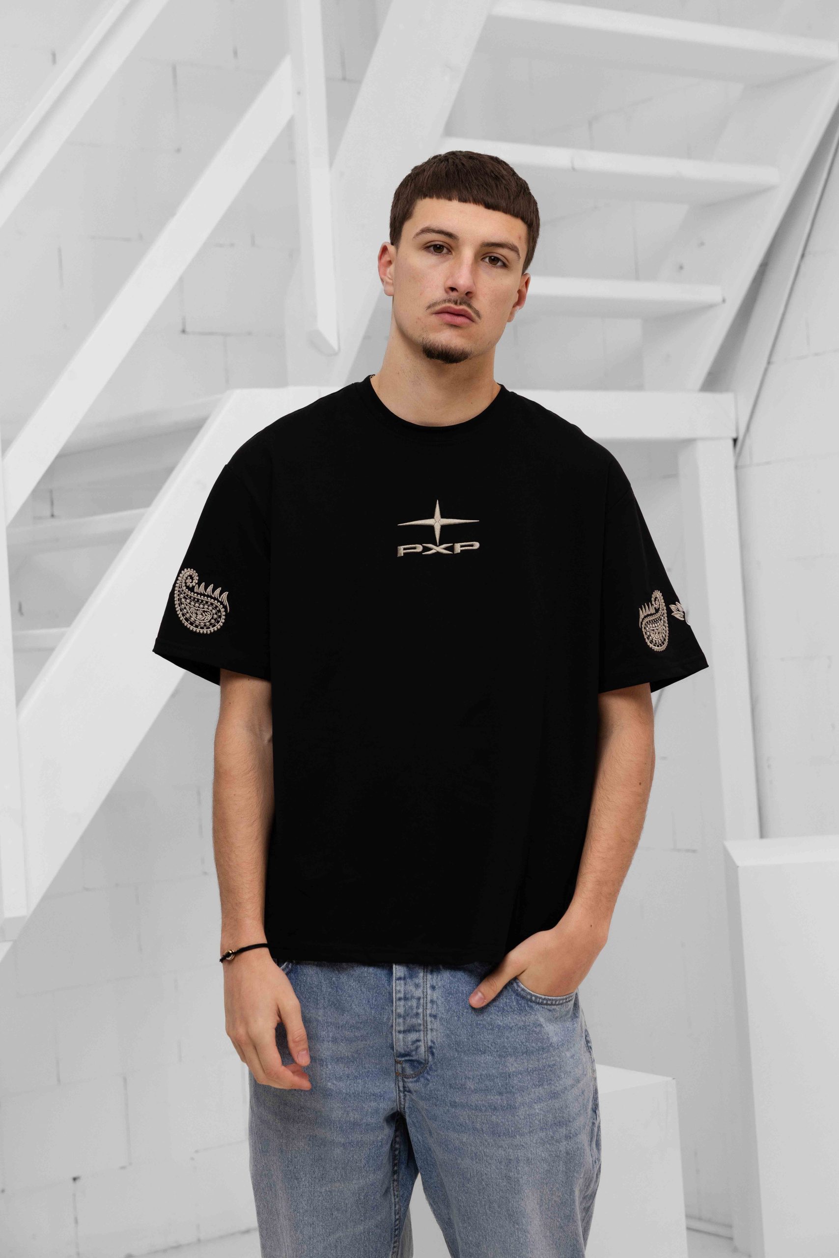 Project X Paris Embroidered T-Shirt Heren Zwart