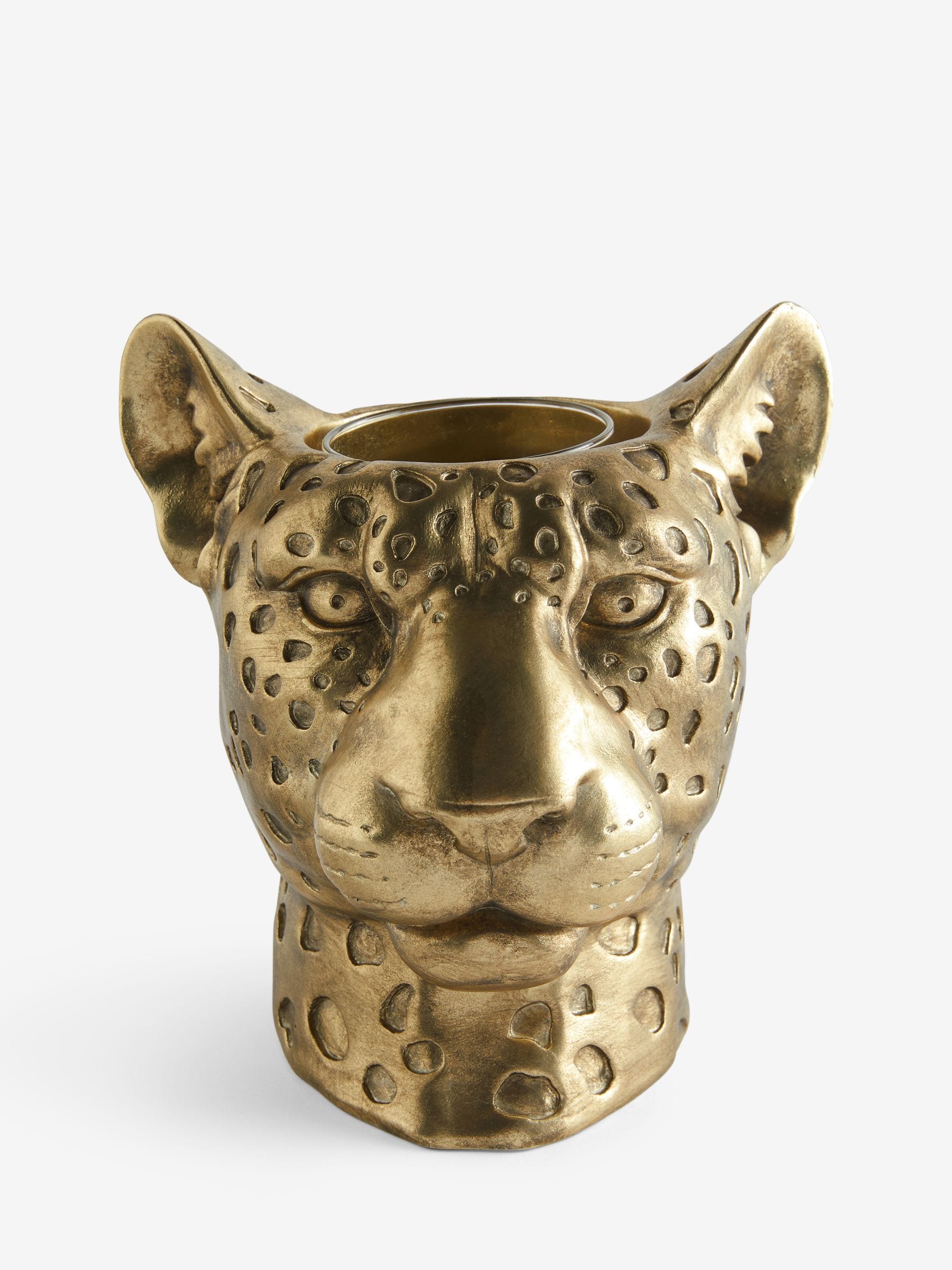 Cheetah Head Decorative Vase