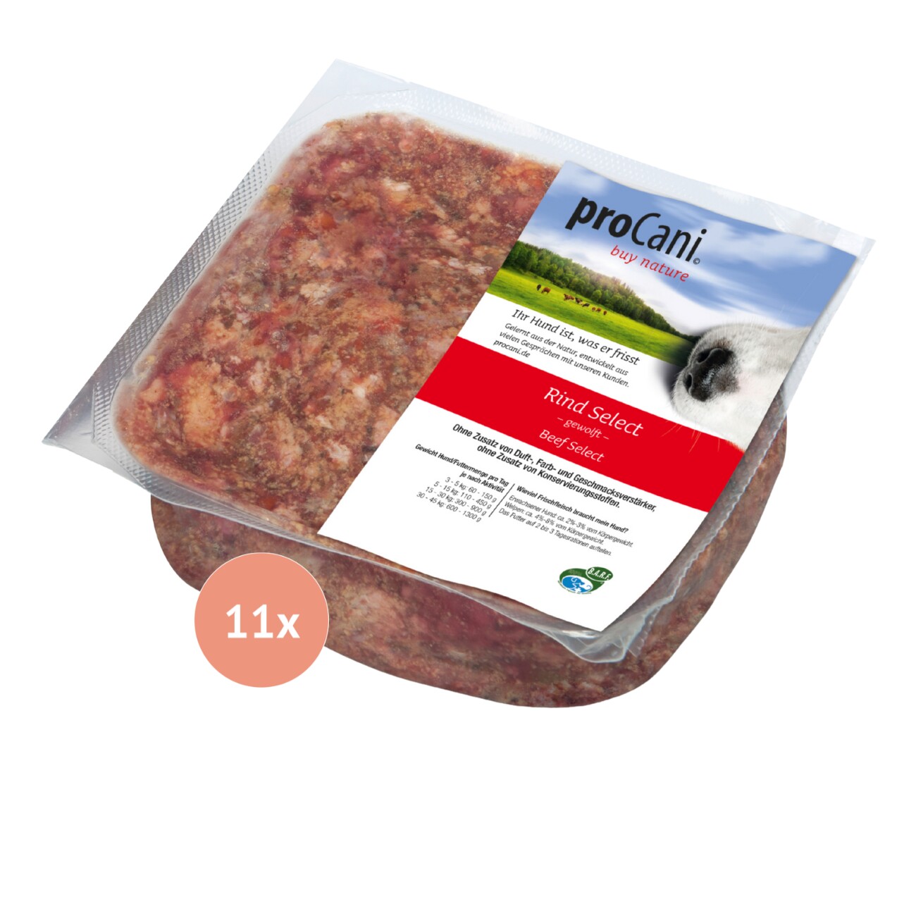 ProCani BARF-Paket pur Select + Vital Rind 22x500 g