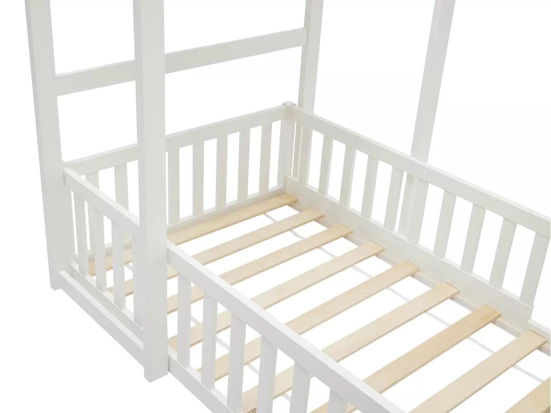 Lit cabane 90 x 190 cm - Pin et MDF - Blanc - VARLAINE