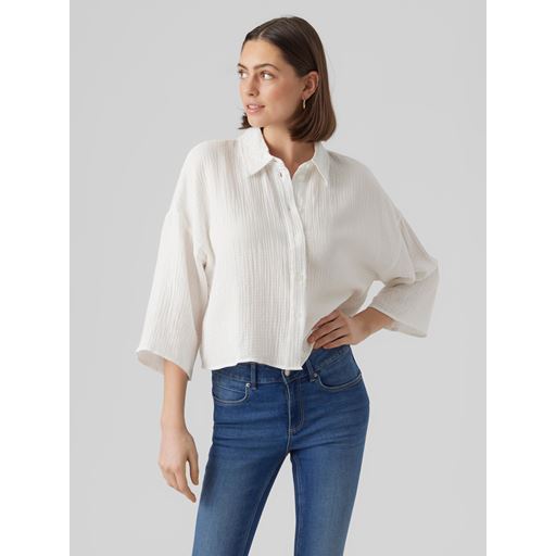 Vero Moda Natali Crop Skjorte, Snow White, XL