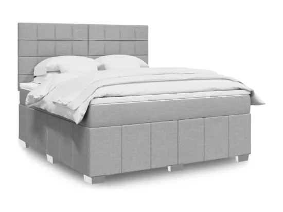 Sommier à lattes de lit avec matelas Gris clair 180x200cm Tissu