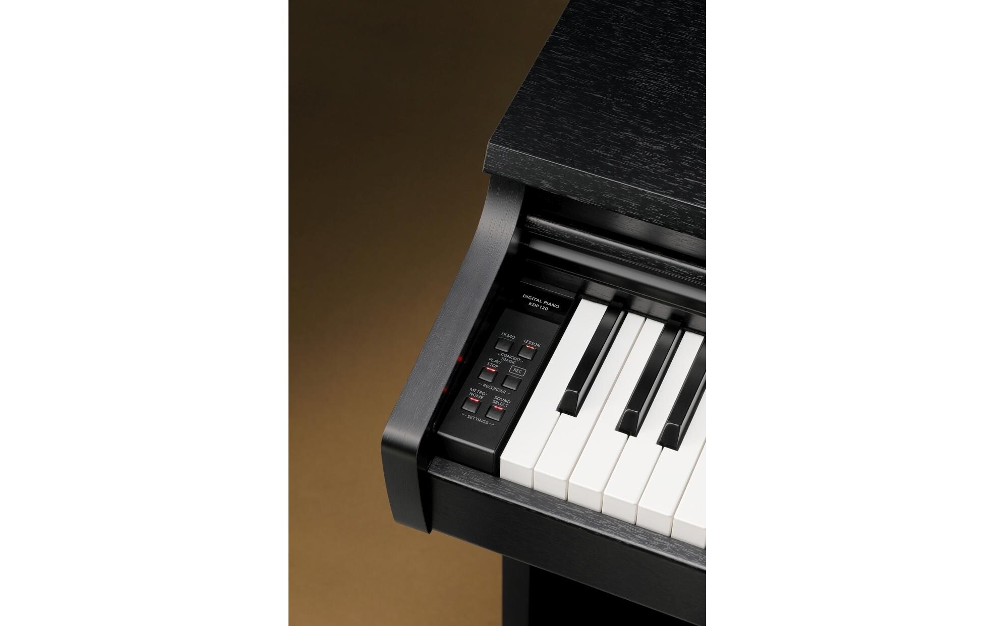 E-Piano KDP-120 – Schwarz<br>Digitalpiano mit Flügelanschlag und -ton sowie Bluetooth- und USB-Anschlussmöglichkeit