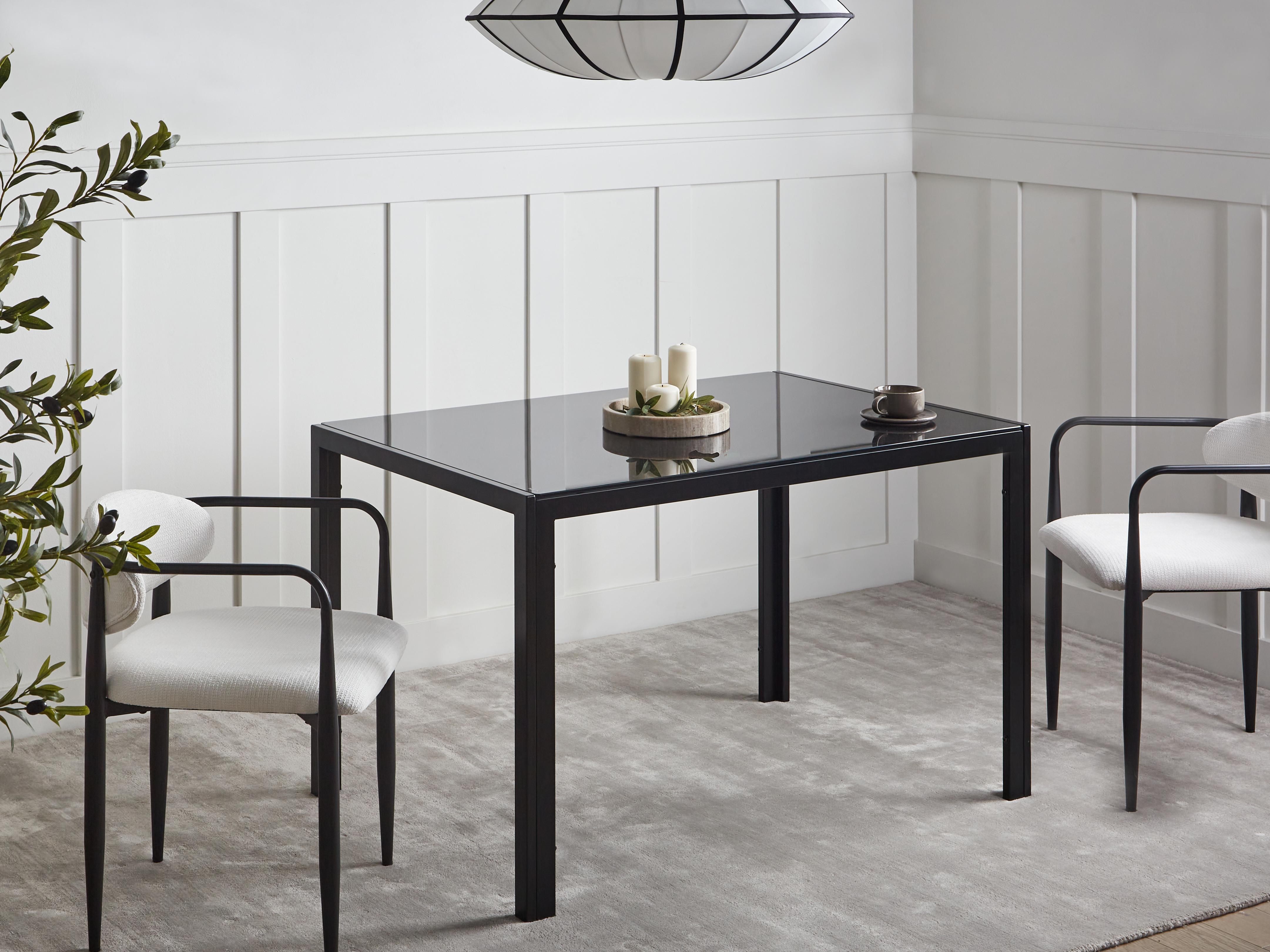 Eettafel LAVOS Zwart 80 cm Veiligheidsglas 120 cm