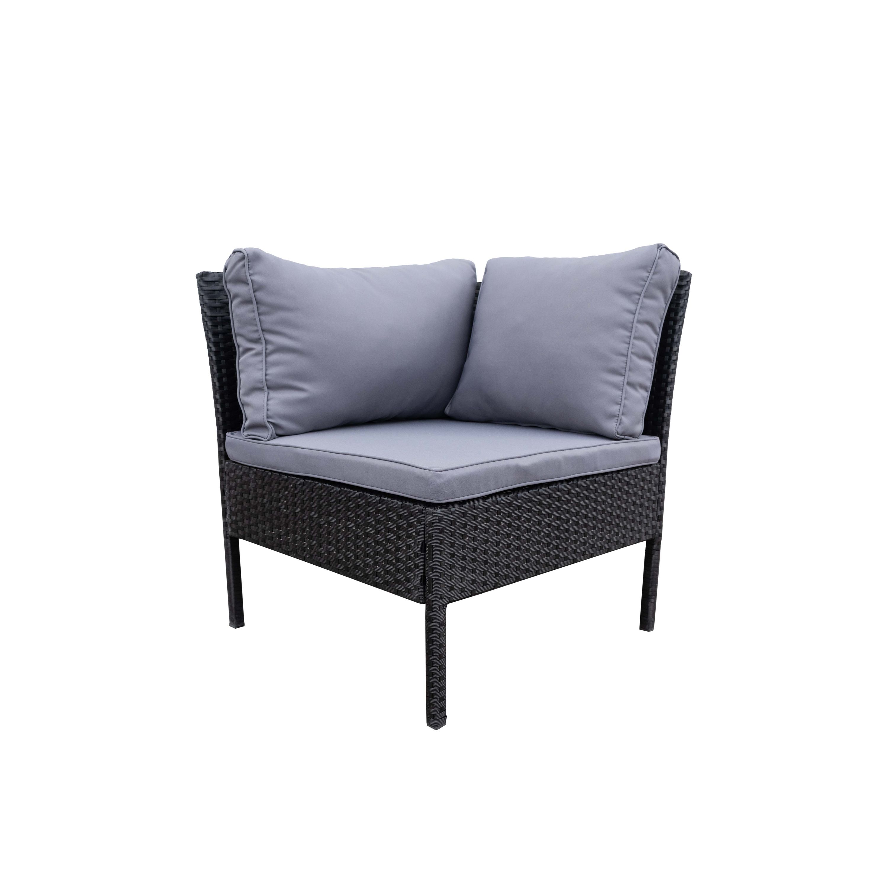 Rattanlounge BARI schwarz/anthrazit