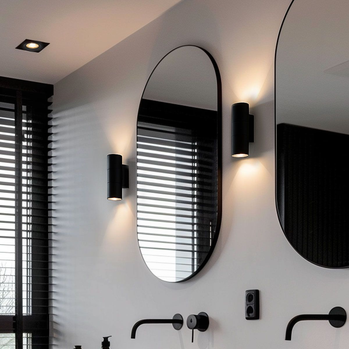 Moderne Buiten wandlamp zwart 2-lichts AR70 IP44 - Duo