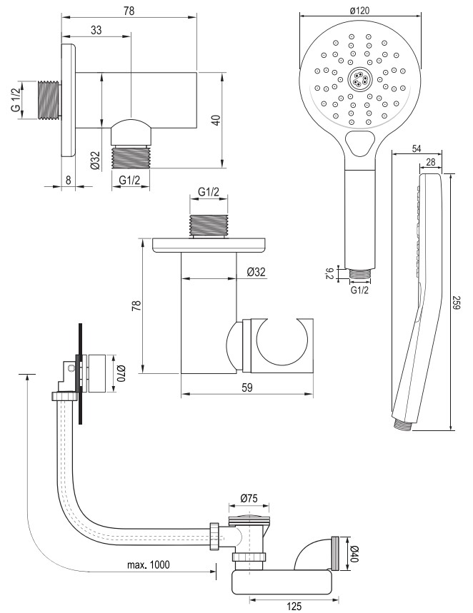 Brauer Gunmetal Edition inbouw badkraan met badvulcombinatie en 3 standen handdouche gunmetal geborsteld PVD