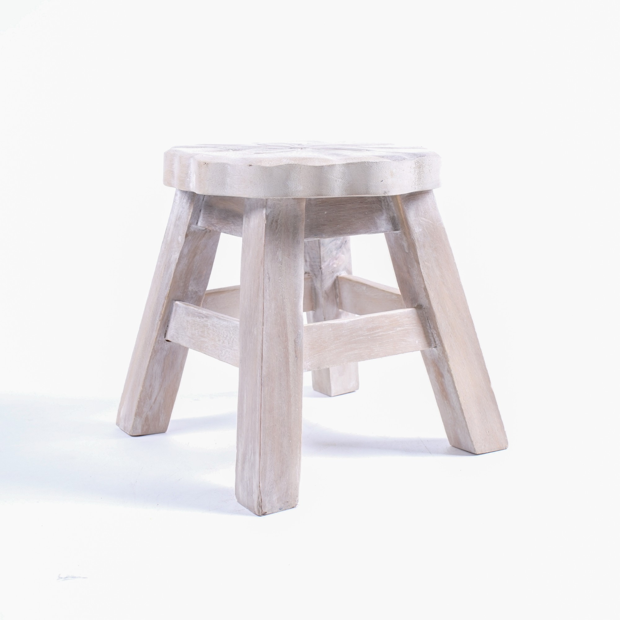 Hocker 'Blume', weiß, Ø 25 cm, H 25 cm von fischer's lagerhaus