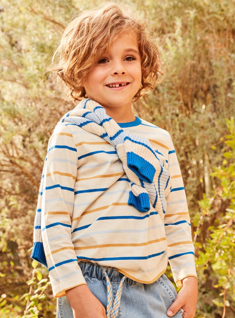 T-shirt écru à rayures