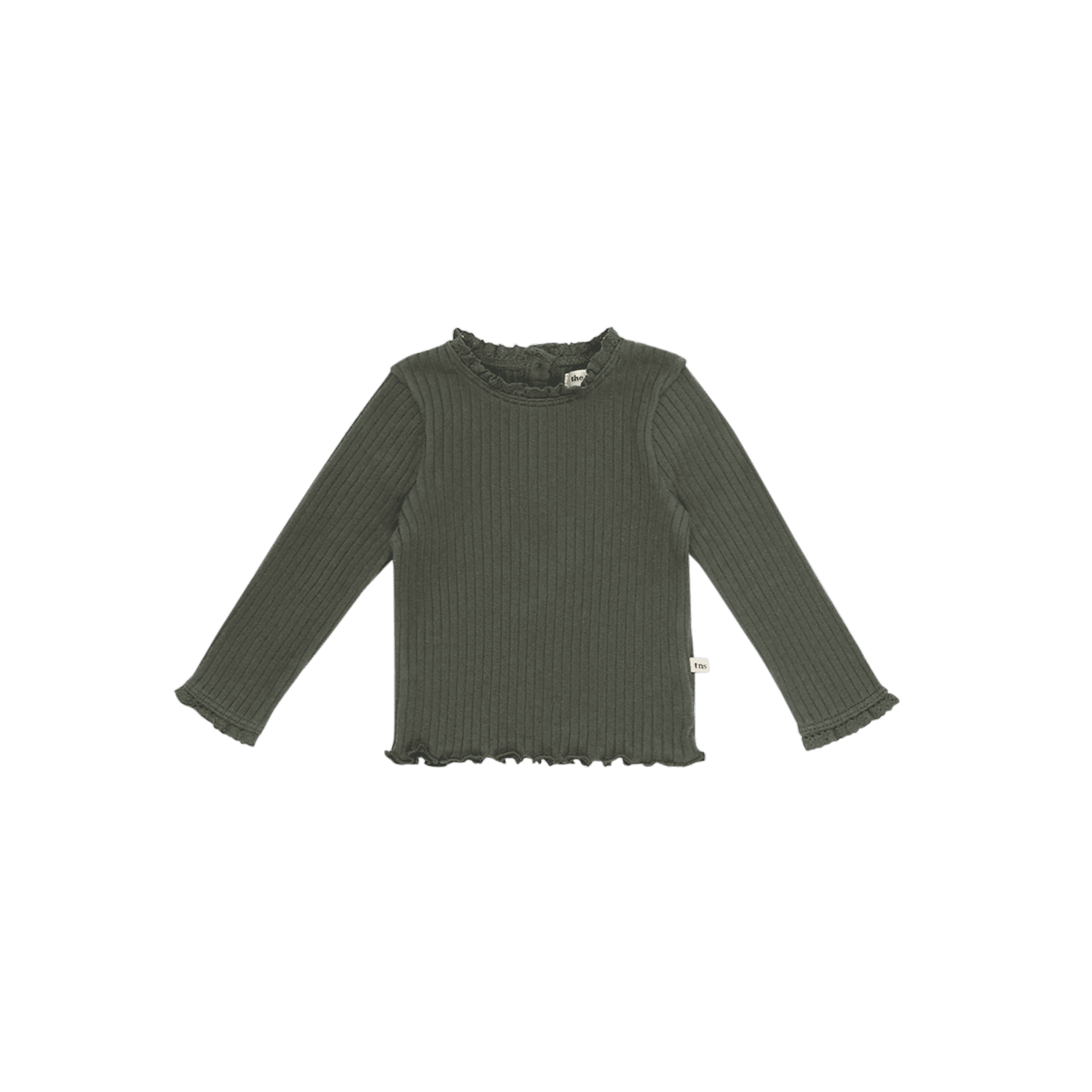 BETSY - Tee-shirt col montant côtelé en coton | Vert