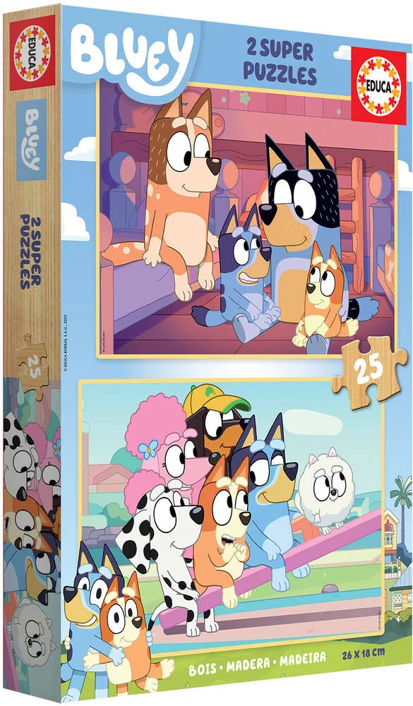 BLUEY - PUZZLE BOIS - 2 X 25 PIECES
