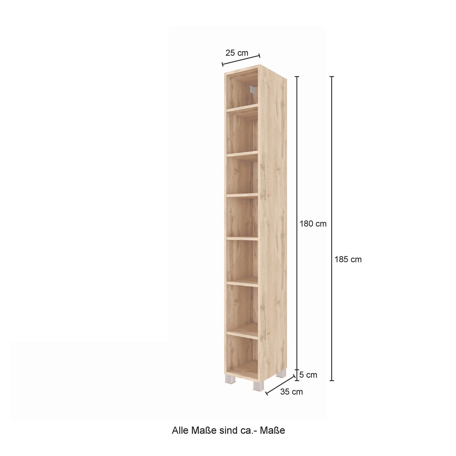 Regal LIVORNO 25 x 180 cm Wotan Eiche