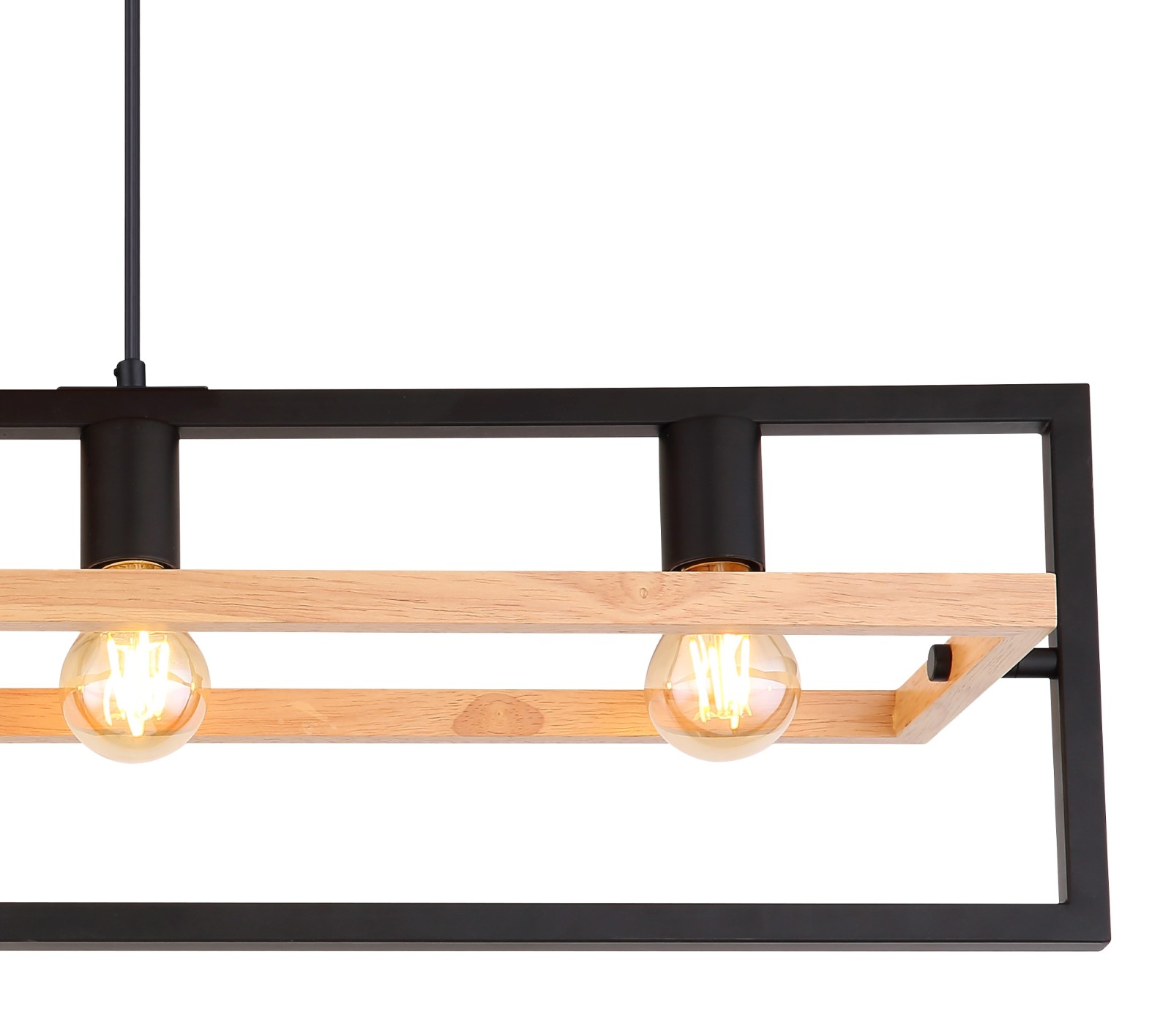 Pendelleuchte - dunkelbraun-schwarz - Holz-Metall - 150 cm