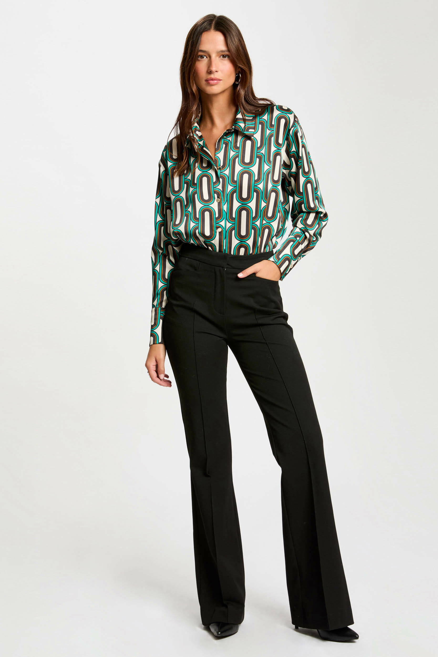 Morgan blouse met grafische print ecru/ groen
