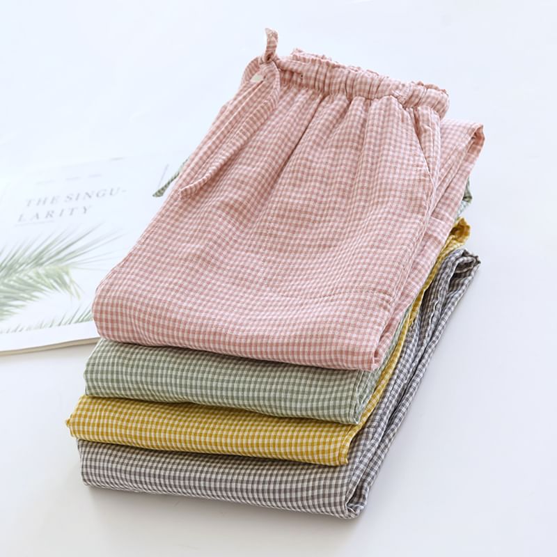 Dogini - Bijpassende pyjamabroek met hoge taille en ruitmotief (verschillende ontwerpen)