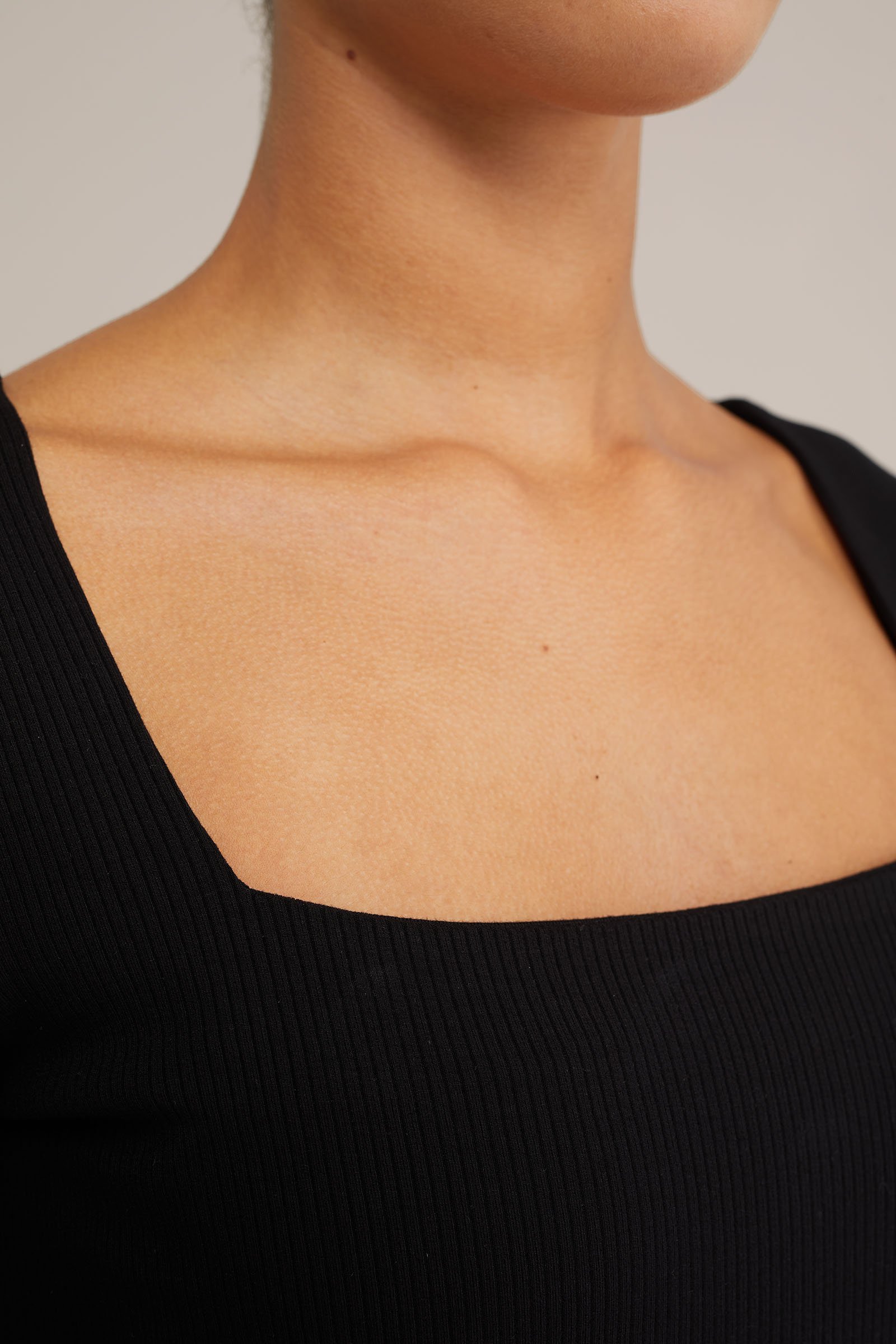 T-shirt van ribstof WE Fashion Zwart
