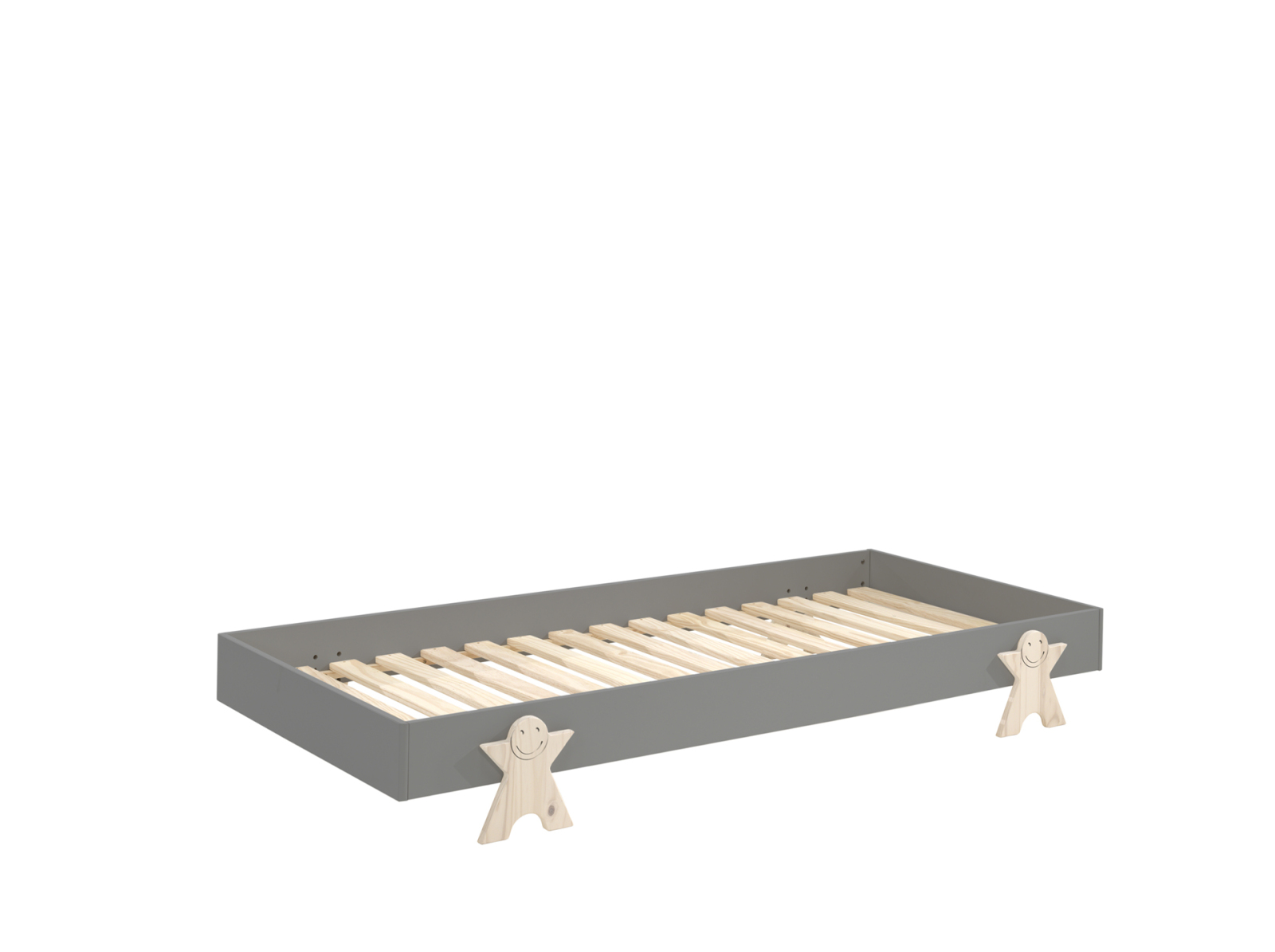 Einzelbett MODULO - grau - stapelbar - Smiley - 90x200 cm