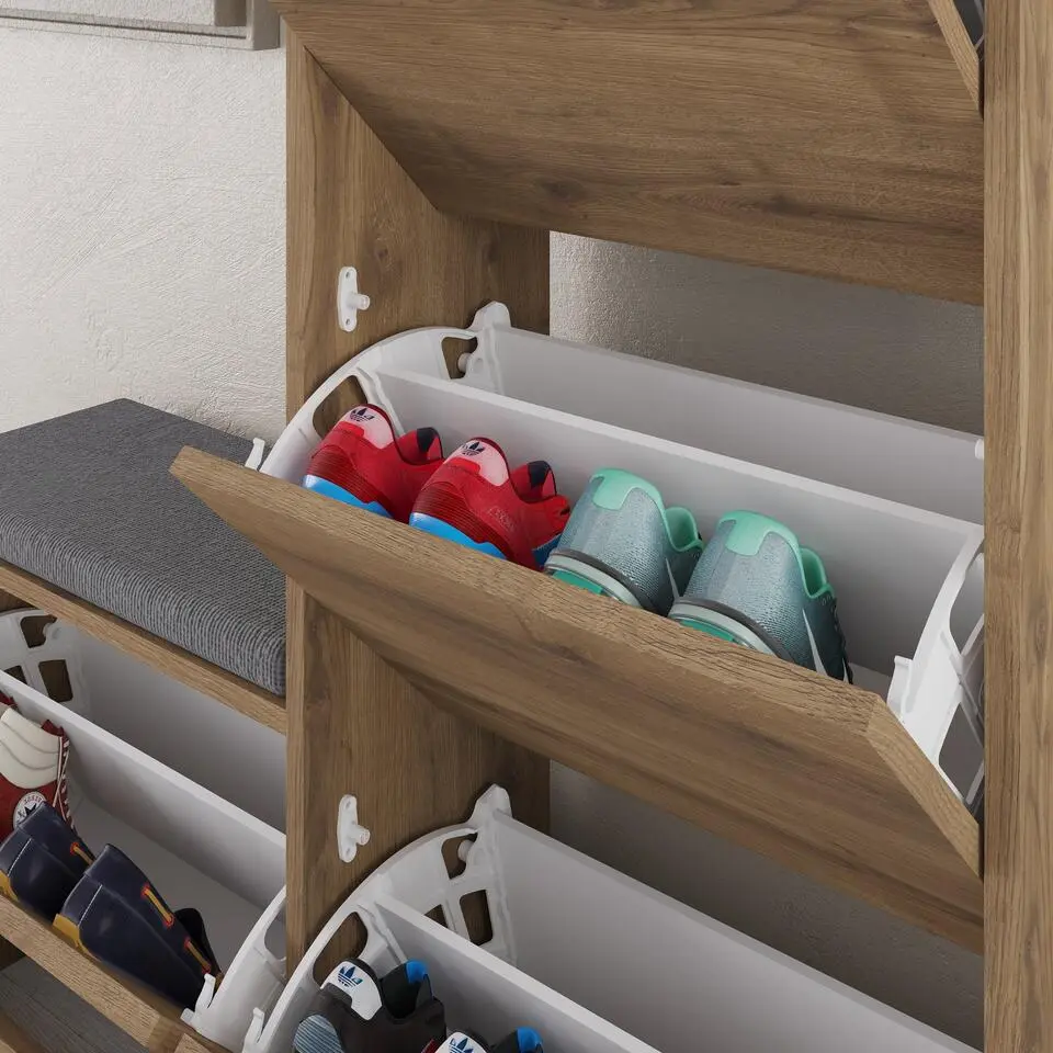 CALICOSY - Schoenenkast DUDE - Verweerd eiken - 118,5x105x26 cm