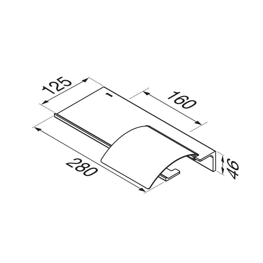 Geesa Leev planchet 28cm met toiletrolhouder met klep zwart