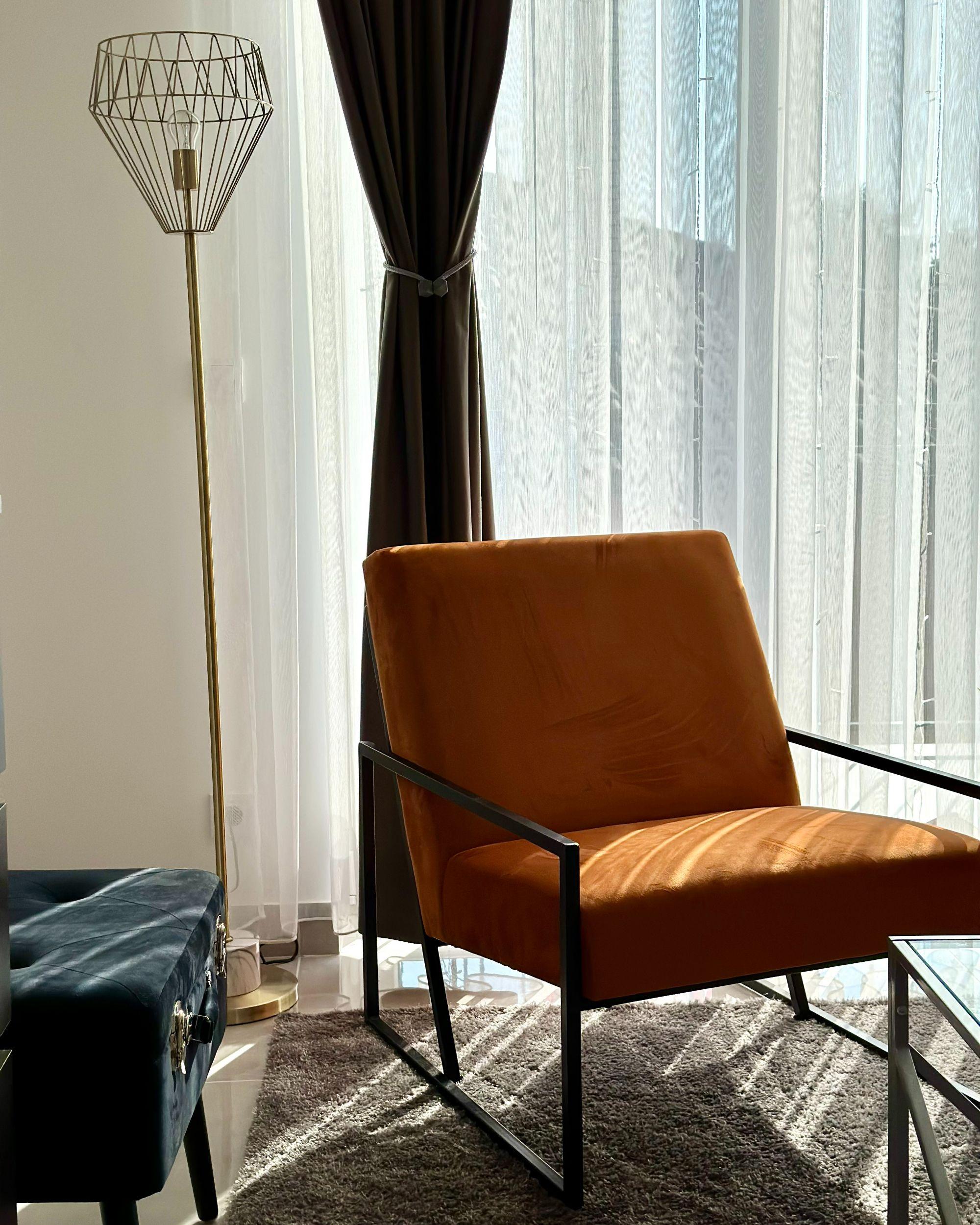 Fauteuil DELARY Fluweel Oranje