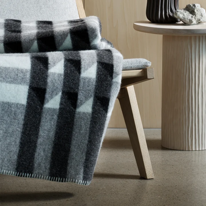 Røros Tweed - Kvam Wolldecke 200 x 135 cm, grau