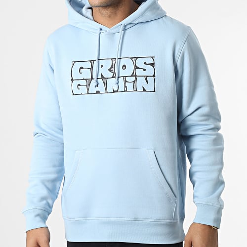 Sweat Capuche Gros Gamin Bleu Ciel Noir