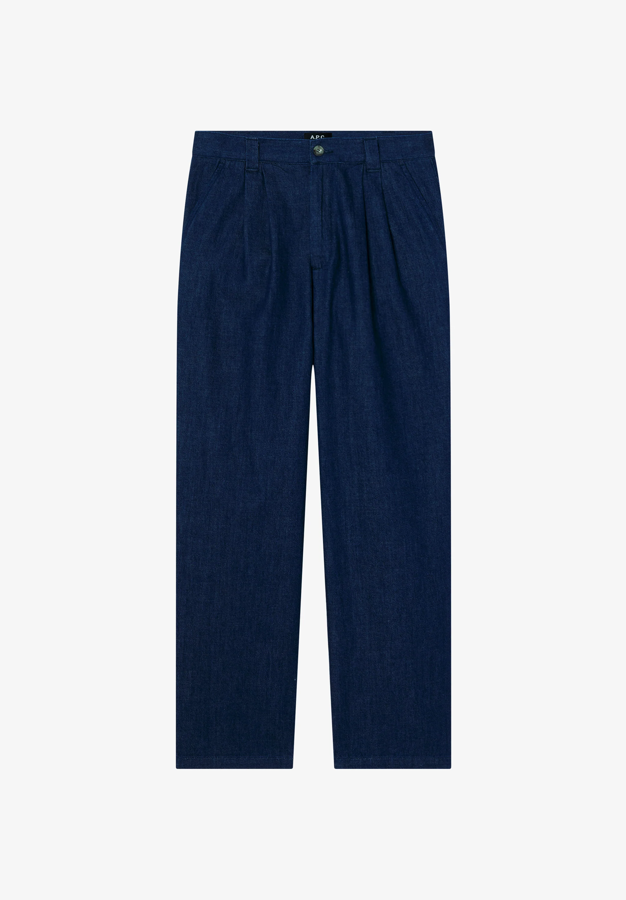 Pantalon ample à plis en denim léger - Indigo