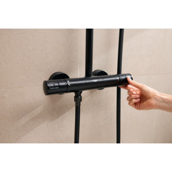 Grohe regendoucheset Quickfix Vitalio Start met handdouche 2 standen zwart  - hartafstand kraan 15 cm