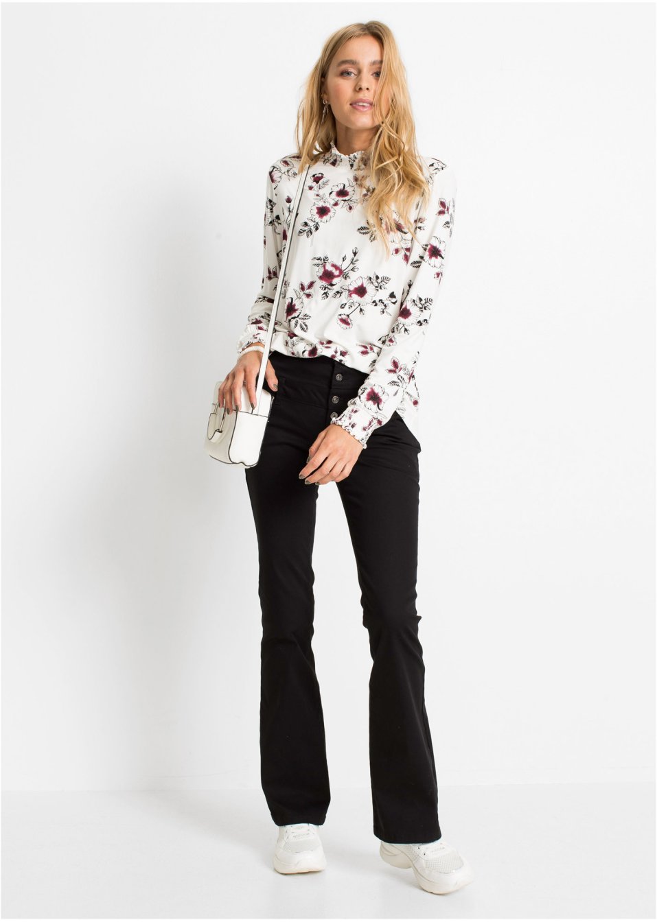 Pantalon à taille haute et jambes évasées