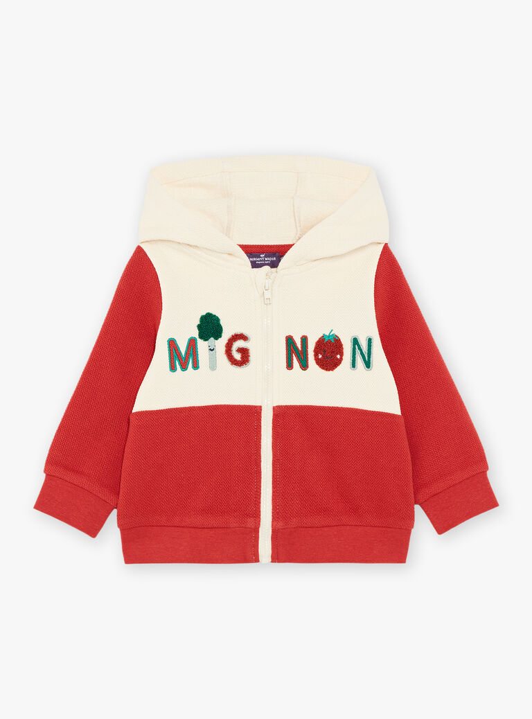Haut de jogging rouge et vanille à capuche Mignon