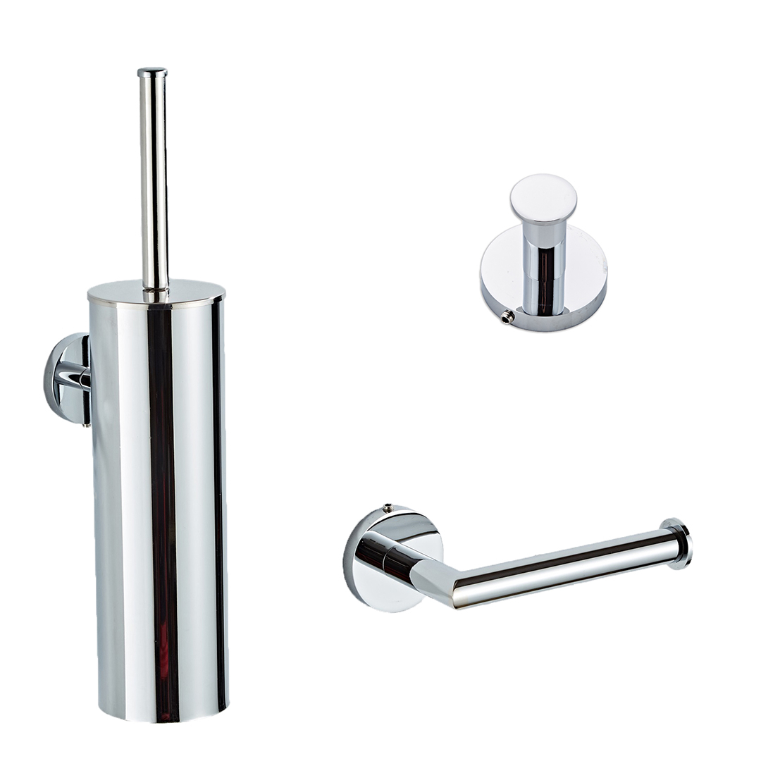 Saniclear Talpa chroom toilet accessoire set incl toiletborstel, rolhouder en haak