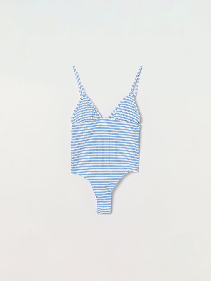 Maiô listrado - Branco-sujo/azul