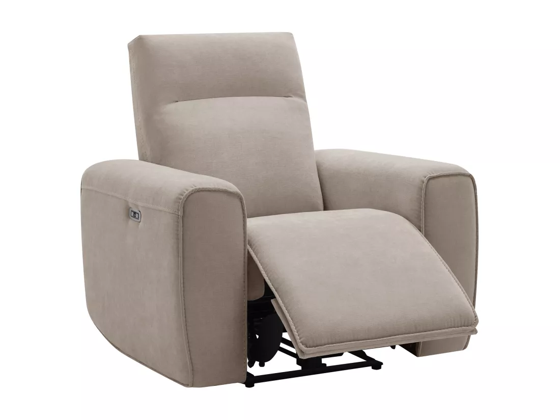 Canapé 3 places et fauteuil relax électrique en tissu beige LORGITA