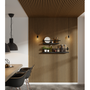 Kleurstaal lattenwand Decowall Acoustic brons eiken 18x30cm