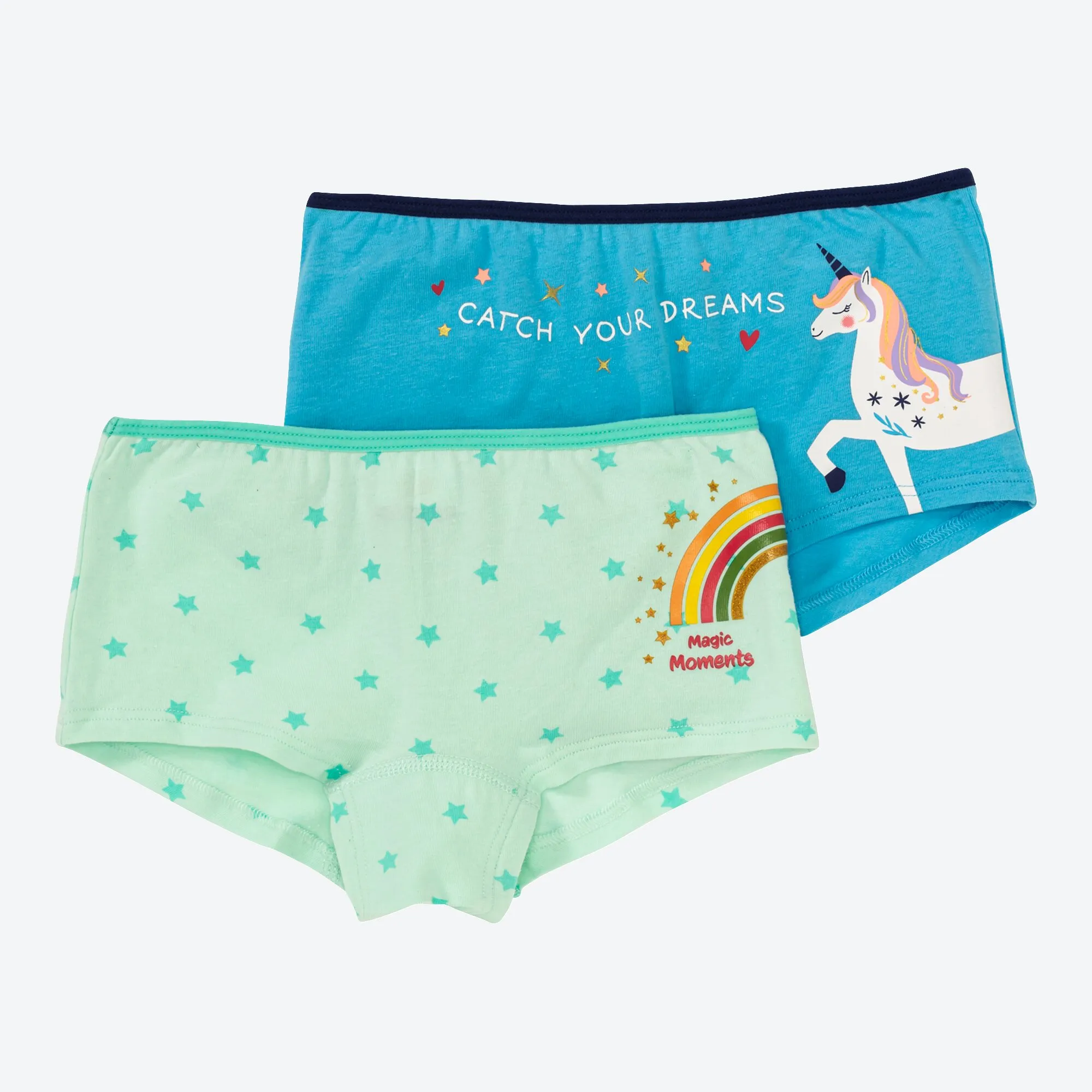 Mädchen-Panty mit Einhorn-Aufdruck, 2er-Pack