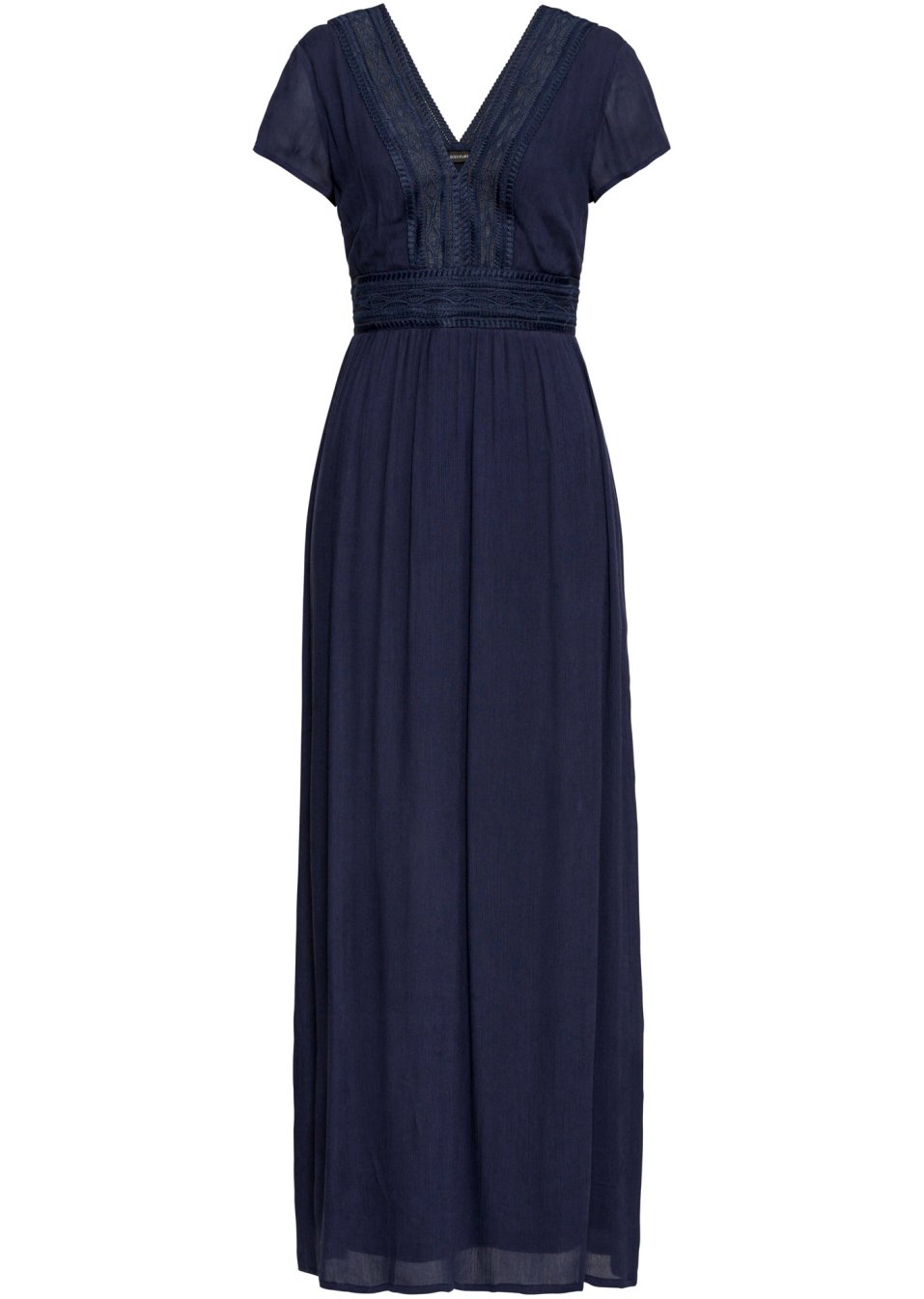 Robe longue estivale à dentelle, taille courte