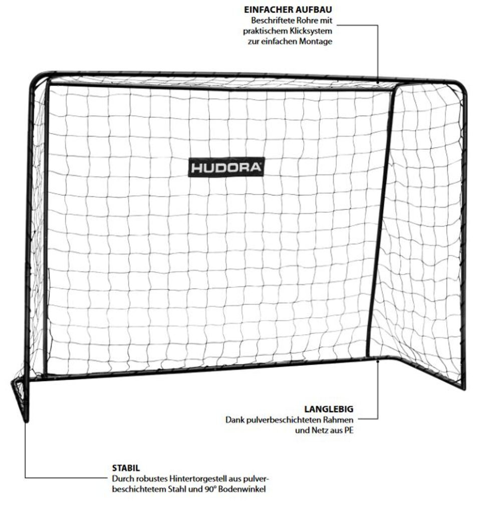 (213x152cm) Fussballtor Solid 25 mit Klicksystem - Schwarz