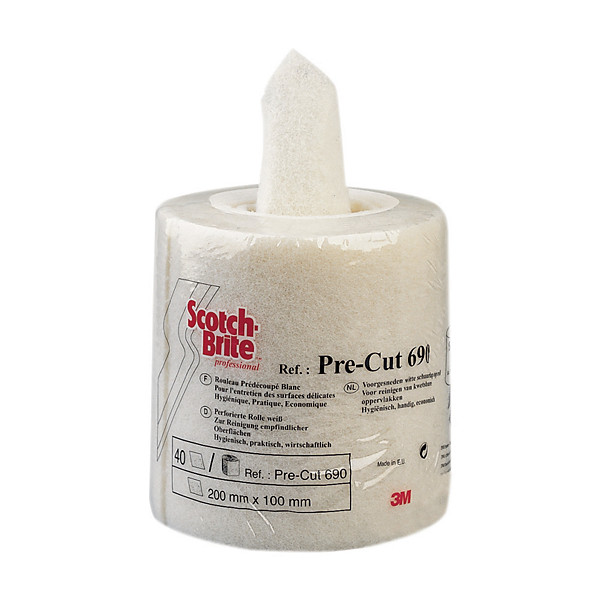 40 tampons abrasifs prédécoupés récurage délicat Scotch-Brite blanc 20 x 10 cm