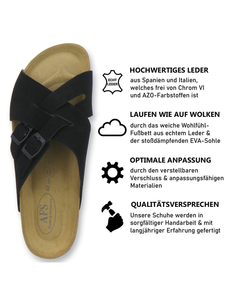Pantoletten Herren Kralle Leder schwarz