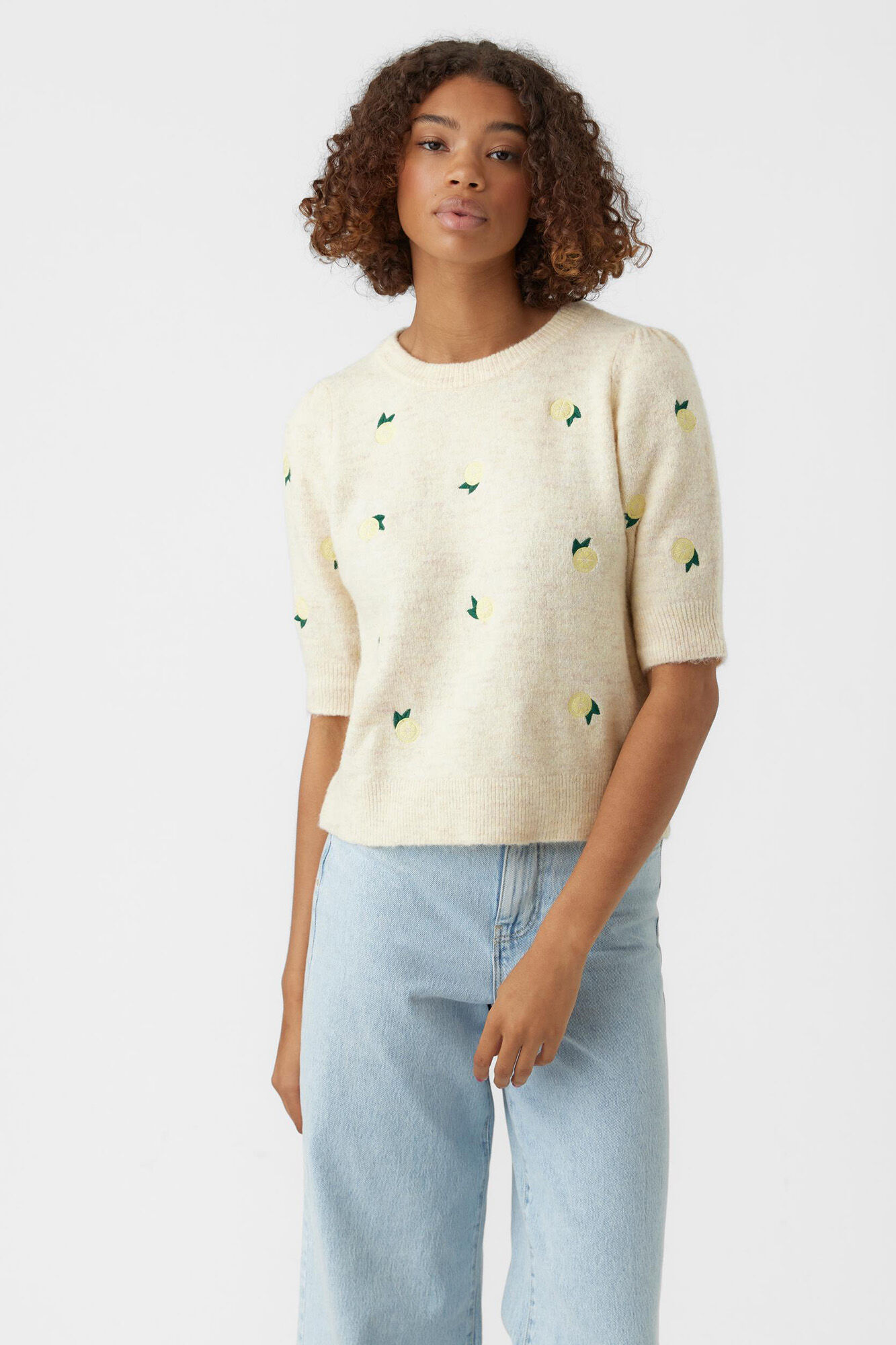 Blusa de malha com mangas 2/4 - Cinza