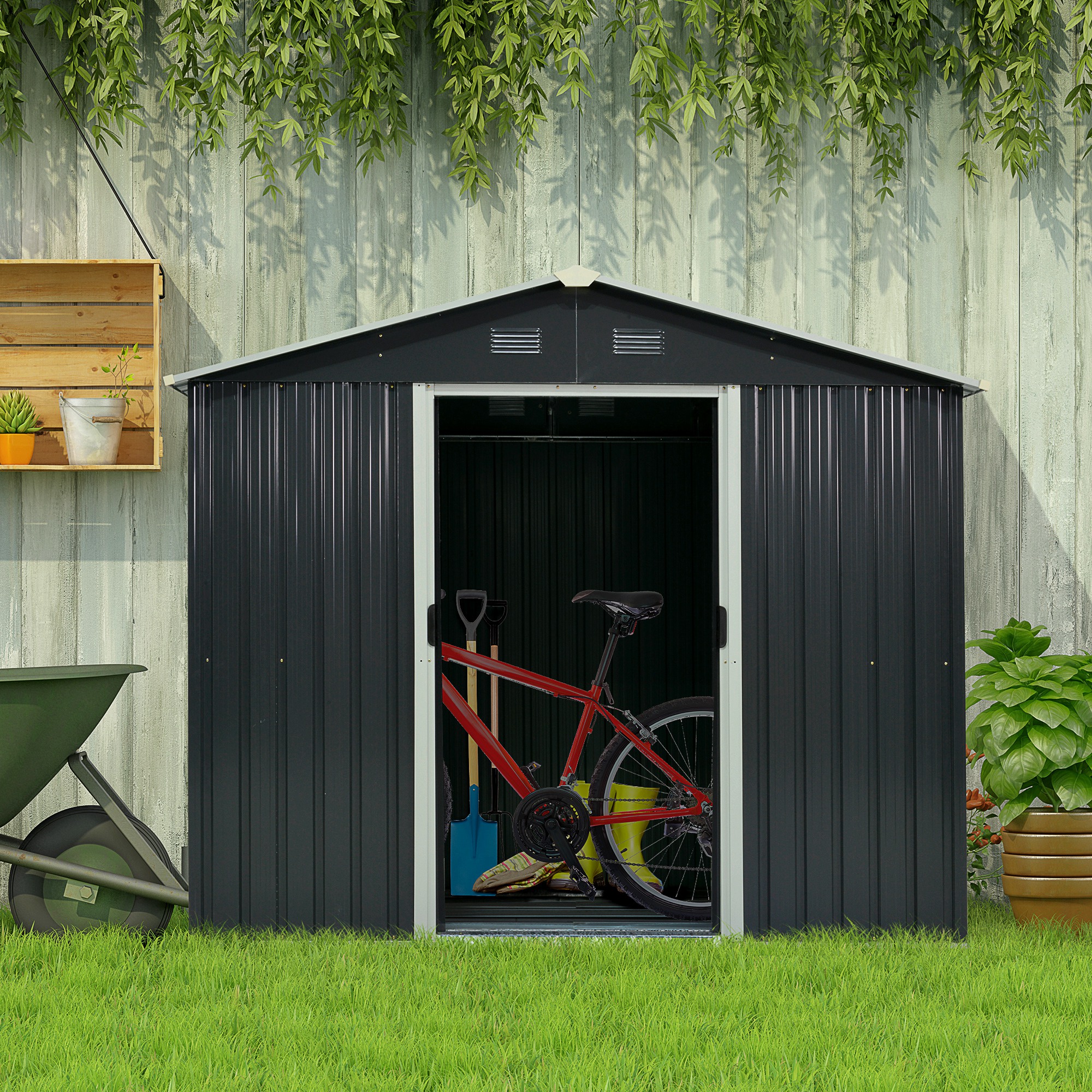 Casinha de jardim cinza Outsunny