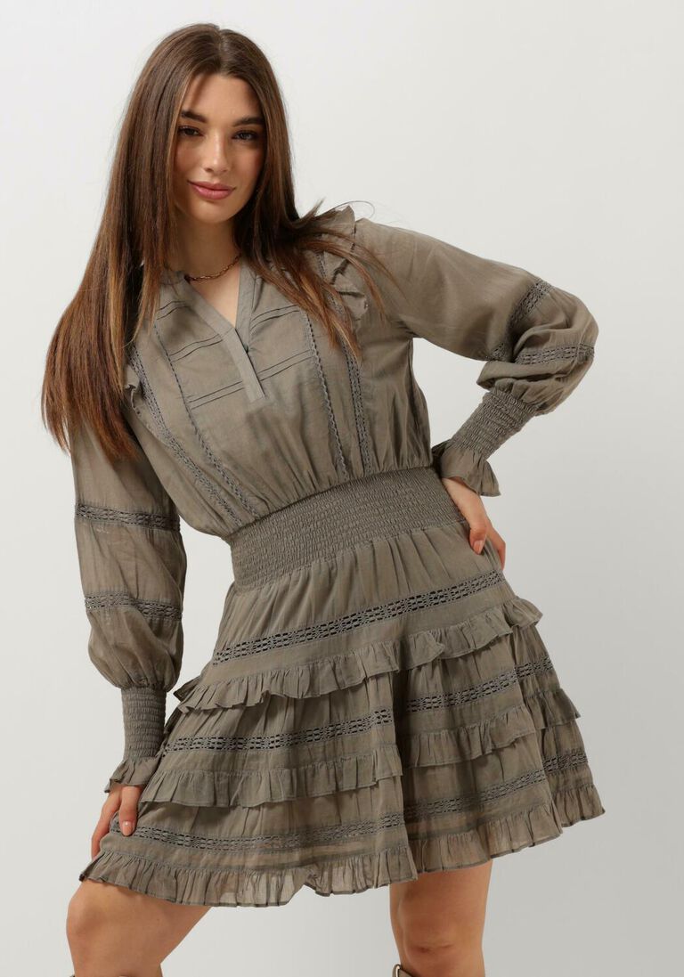NOTRE-V taupe notre-v mini jurk voile dress