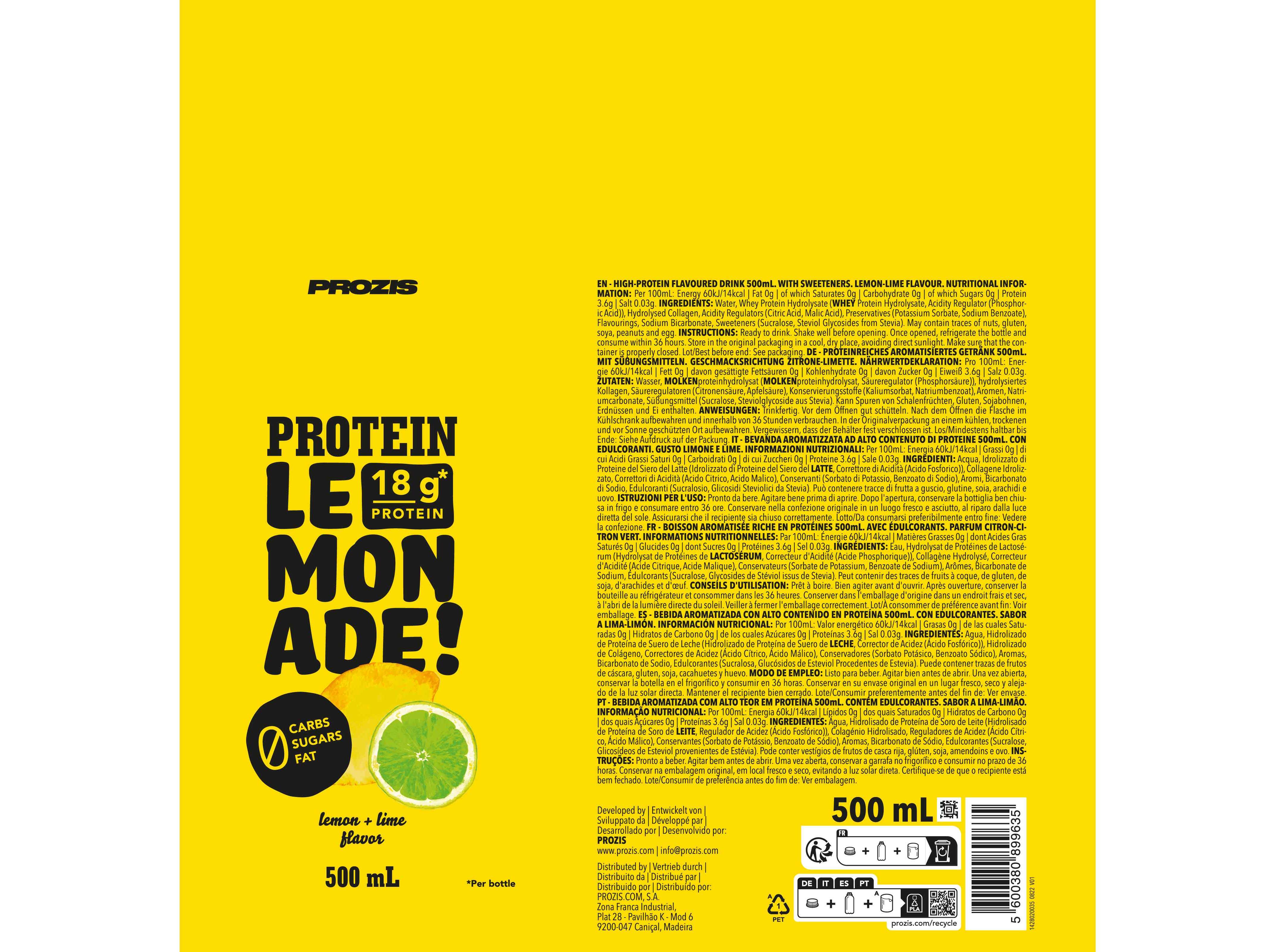 LIMONADA PROZIS PROTEICA LIMA LIMÃO 500ML