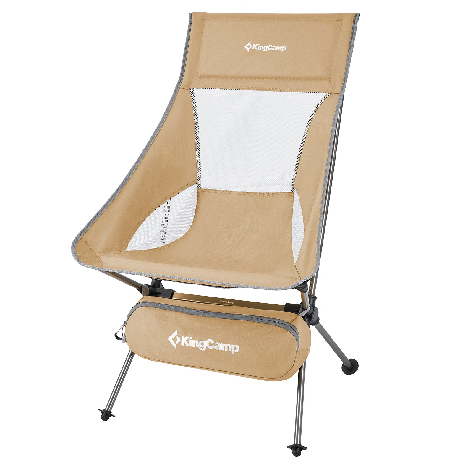 KINGCAMP Campingstuhl Logan Klappstuhl Strand Stuhl Faltbar Leicht Alu 150 kg Farbe: beige