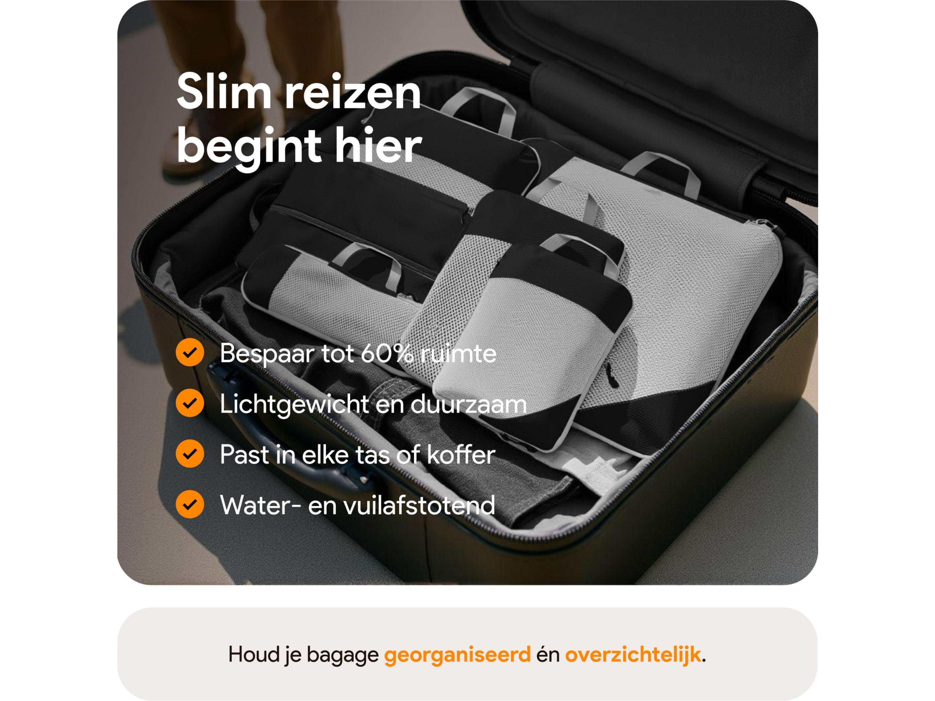 Thousandtravelmiles Black Packing Cubes - Set van 6