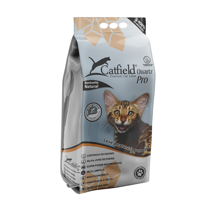Areia higiênica aglomerante Catfield Premium Quartz Pro para gatos