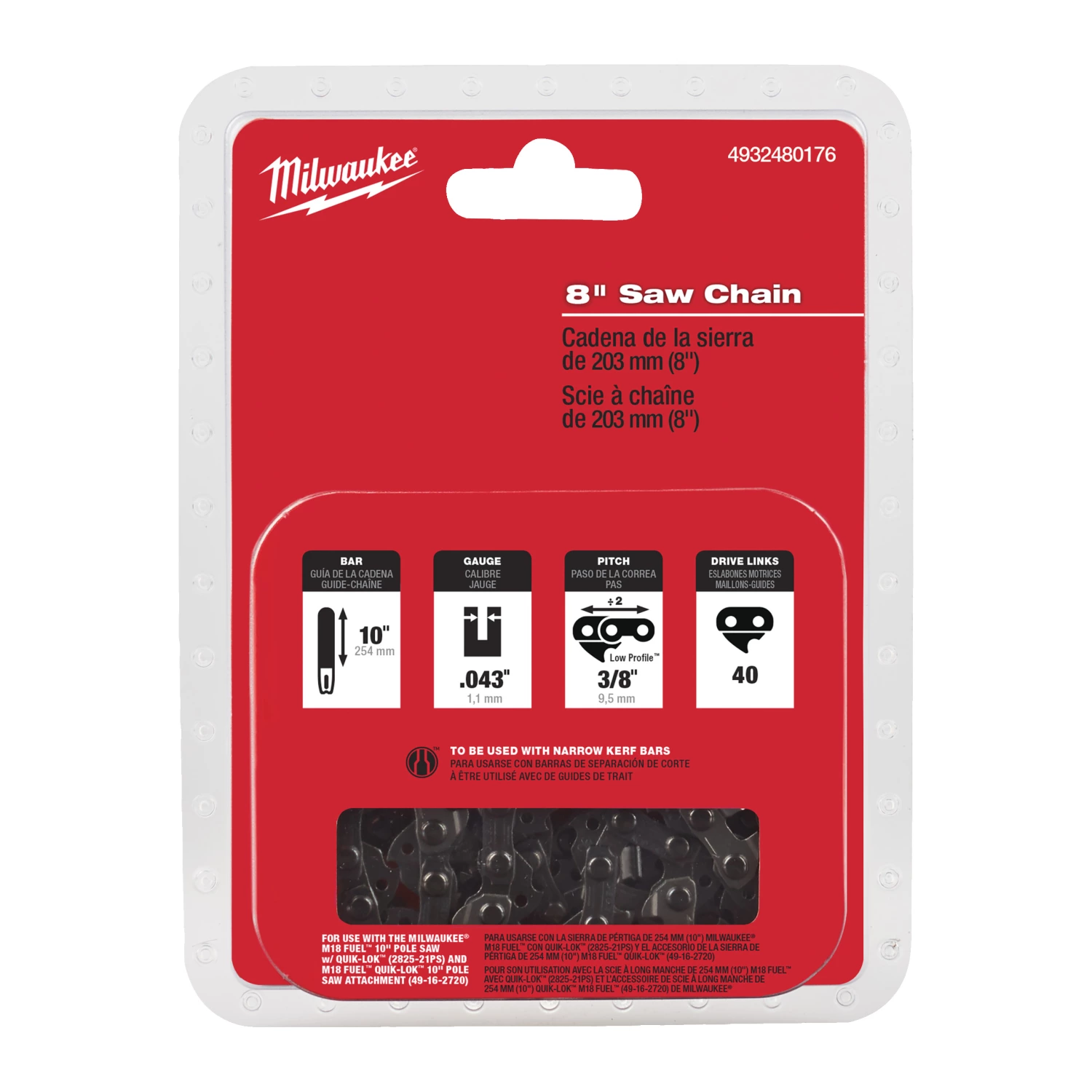 Milwaukee 4932480176 zaagketting voor M18 FHS20 (8