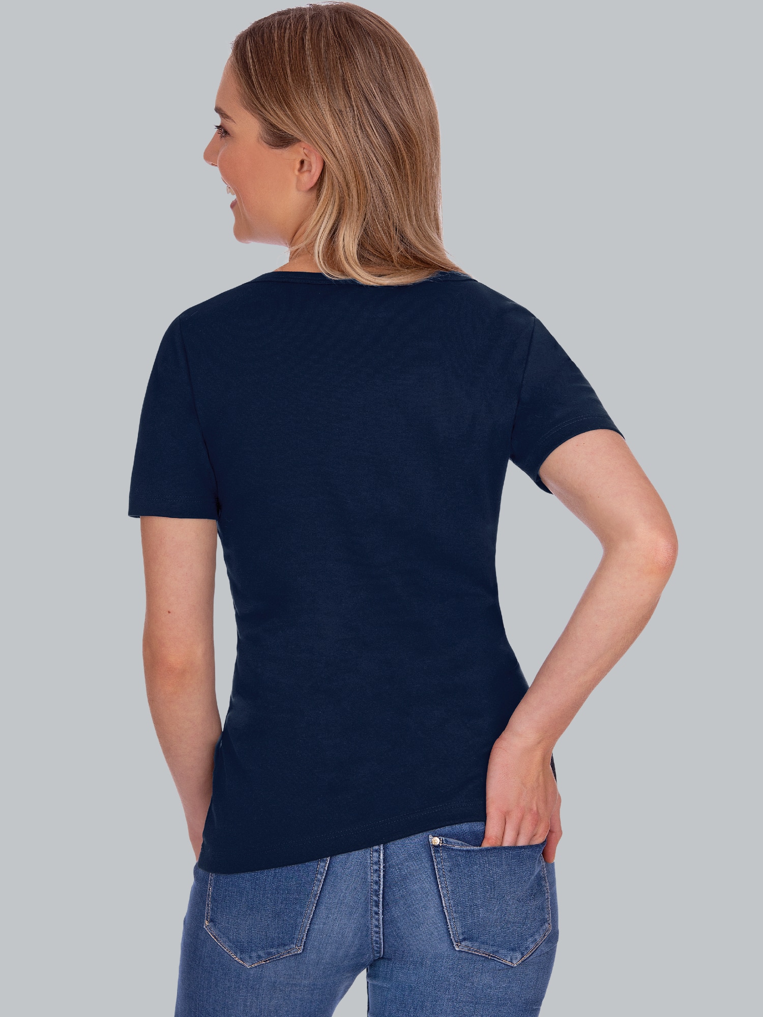 V-Shirt aus Baumwolle/Elastan Navy