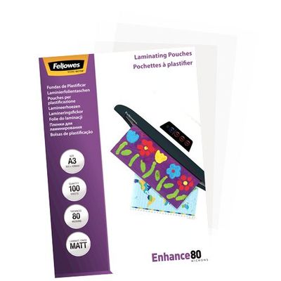 Fellowes - 100 pochettes de plastification A3 (303 x 426 mm) - 80 microns - mate