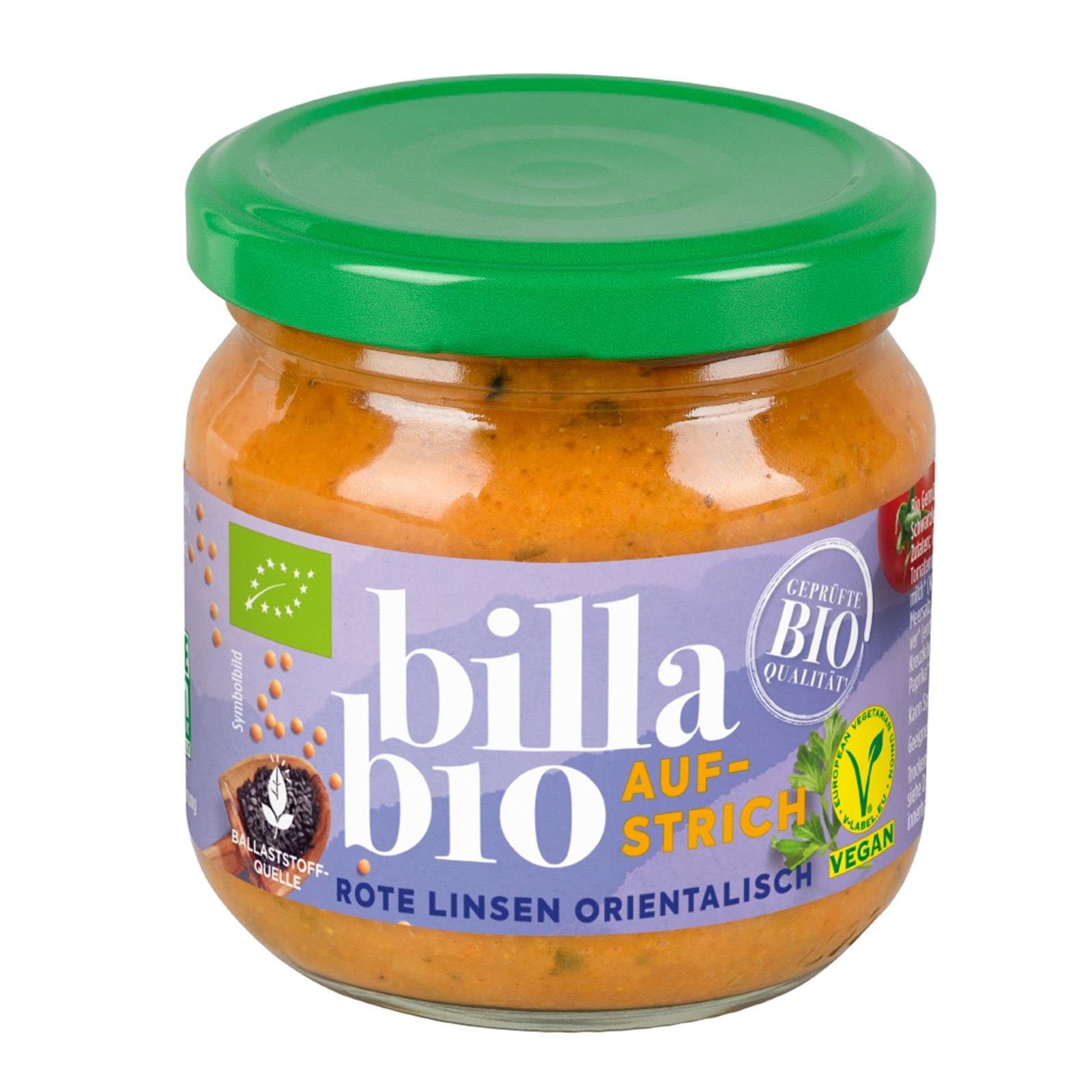 BILLA Bio Rote Linsen Orientalisch Aufstrich